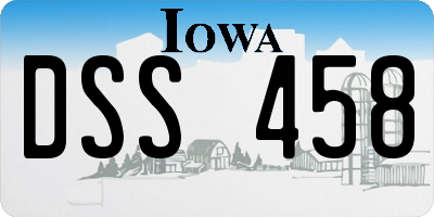 IA license plate DSS458
