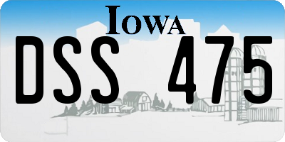 IA license plate DSS475