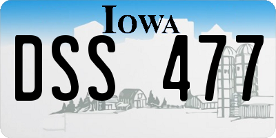 IA license plate DSS477