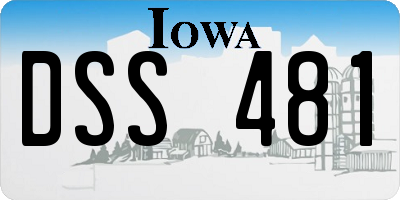 IA license plate DSS481