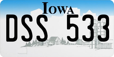 IA license plate DSS533
