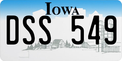 IA license plate DSS549