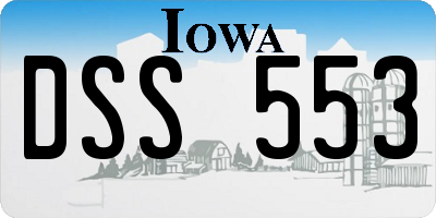 IA license plate DSS553