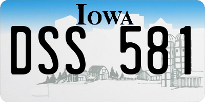 IA license plate DSS581