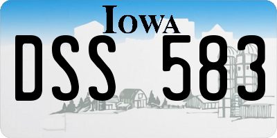 IA license plate DSS583