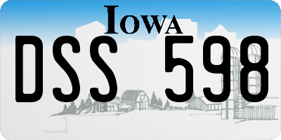 IA license plate DSS598