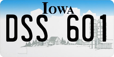 IA license plate DSS601