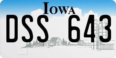 IA license plate DSS643