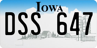 IA license plate DSS647