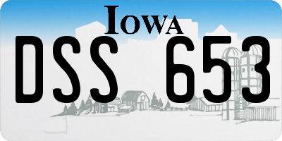 IA license plate DSS653