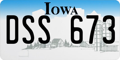 IA license plate DSS673
