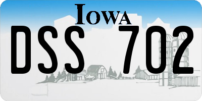 IA license plate DSS702