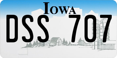 IA license plate DSS707