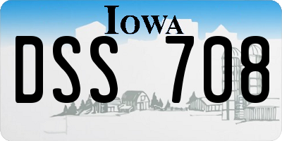 IA license plate DSS708