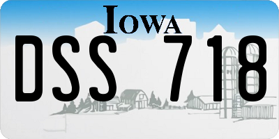 IA license plate DSS718