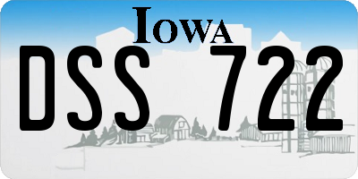 IA license plate DSS722