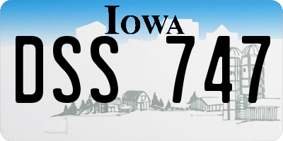 IA license plate DSS747