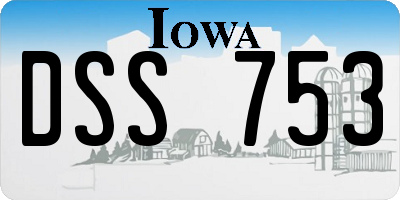 IA license plate DSS753