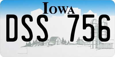 IA license plate DSS756