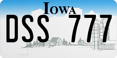 IA license plate DSS777