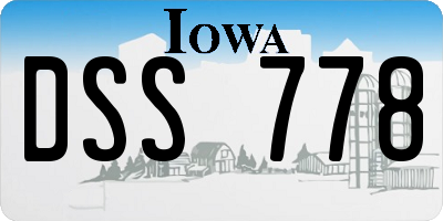 IA license plate DSS778