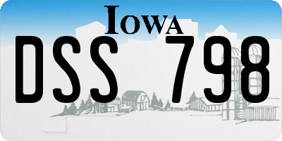 IA license plate DSS798