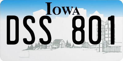 IA license plate DSS801