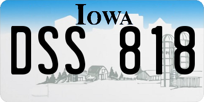 IA license plate DSS818