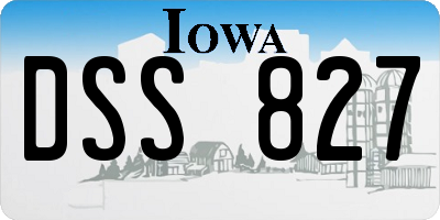 IA license plate DSS827