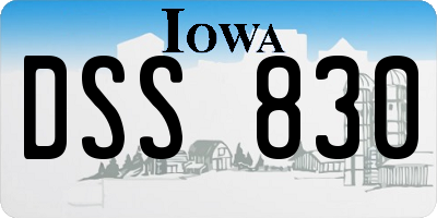 IA license plate DSS830