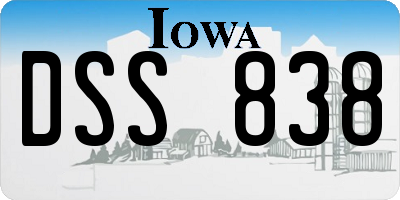 IA license plate DSS838