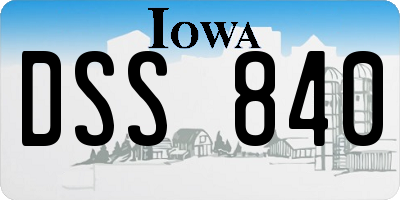 IA license plate DSS840