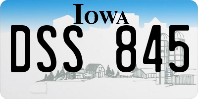 IA license plate DSS845