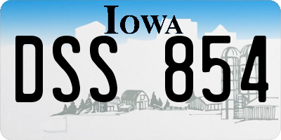IA license plate DSS854