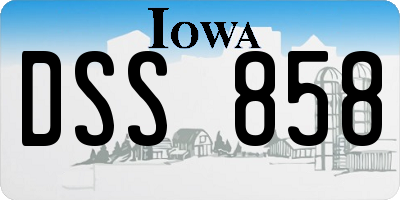 IA license plate DSS858