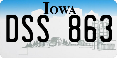 IA license plate DSS863