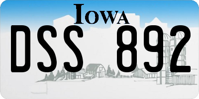 IA license plate DSS892