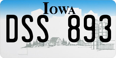 IA license plate DSS893
