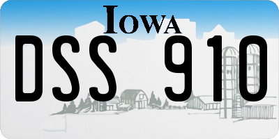 IA license plate DSS910