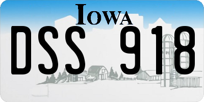 IA license plate DSS918