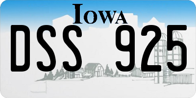 IA license plate DSS925