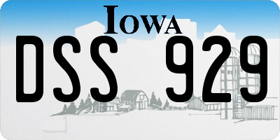 IA license plate DSS929