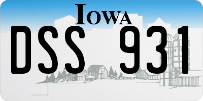 IA license plate DSS931