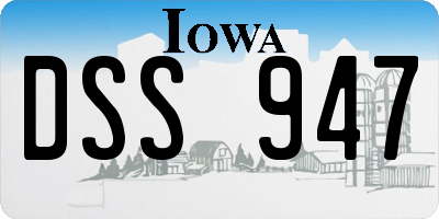 IA license plate DSS947