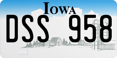 IA license plate DSS958