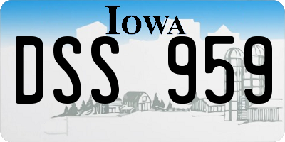 IA license plate DSS959