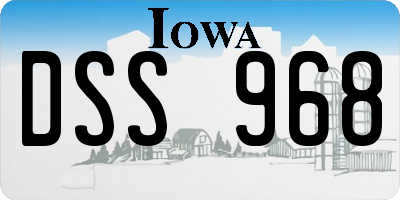 IA license plate DSS968