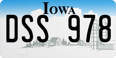IA license plate DSS978