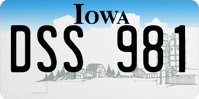 IA license plate DSS981
