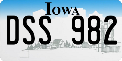 IA license plate DSS982